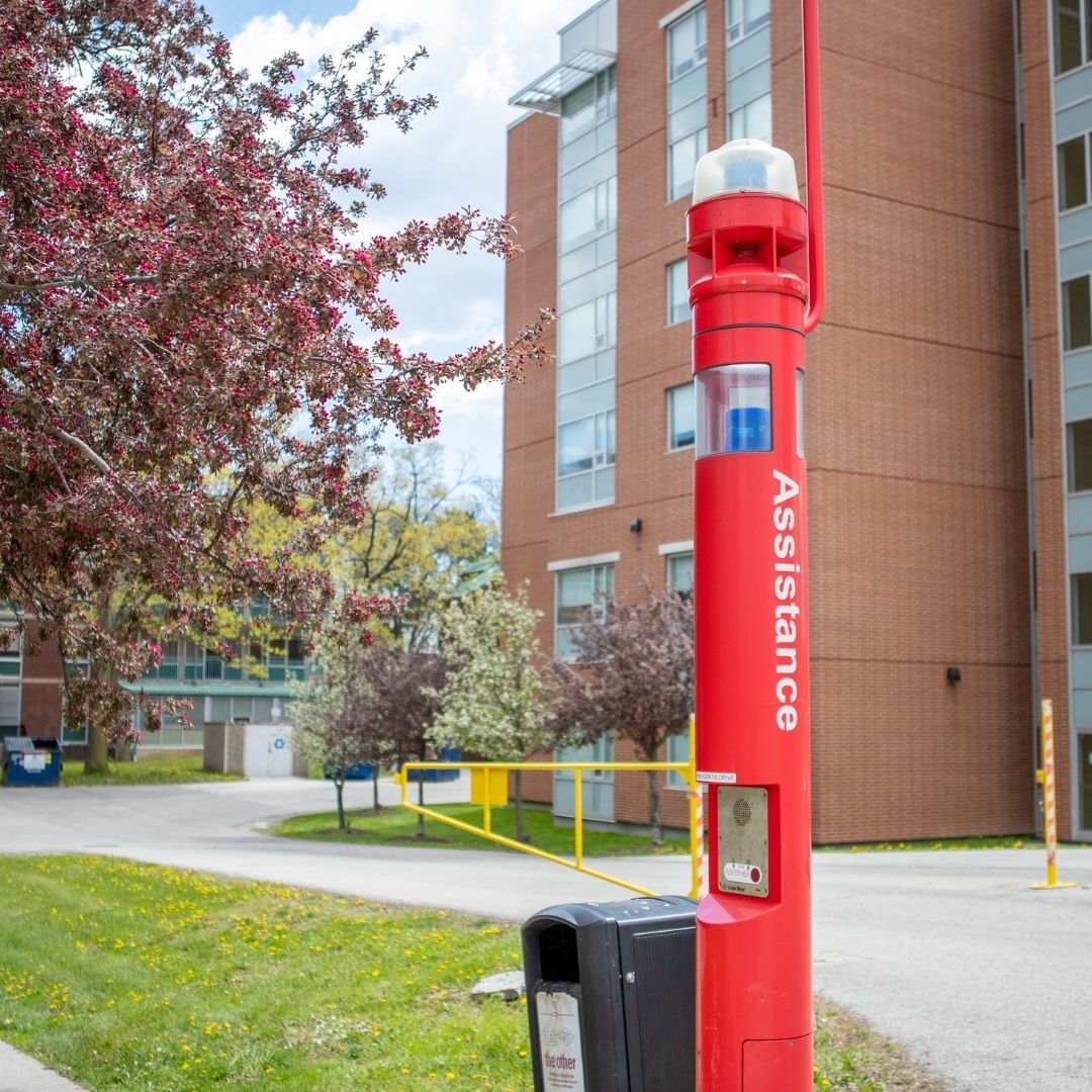 Emergency phone on McMaster campus.